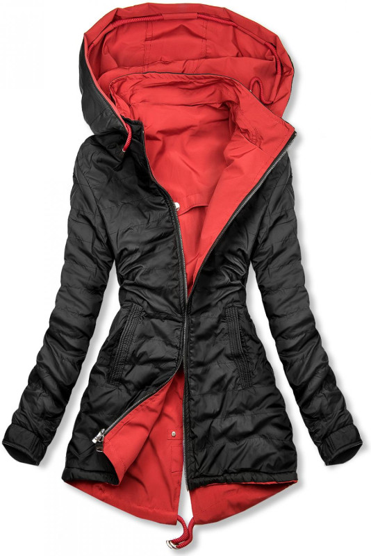 Jarní oboustranná parka, červená-černá