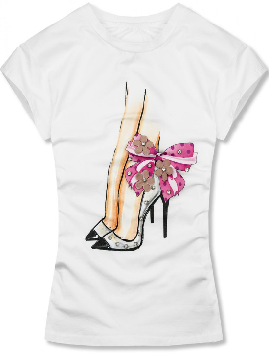 Bílé tričko s potiskem HEELS