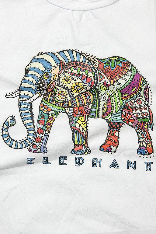 Bílé tričko s potiskem ELEPHANT