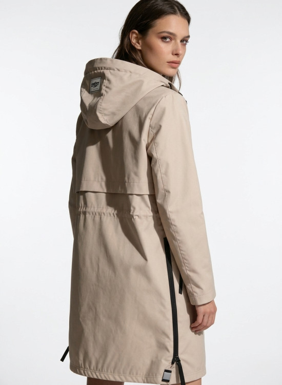 Béžová přechodná parka se stahováním v pase