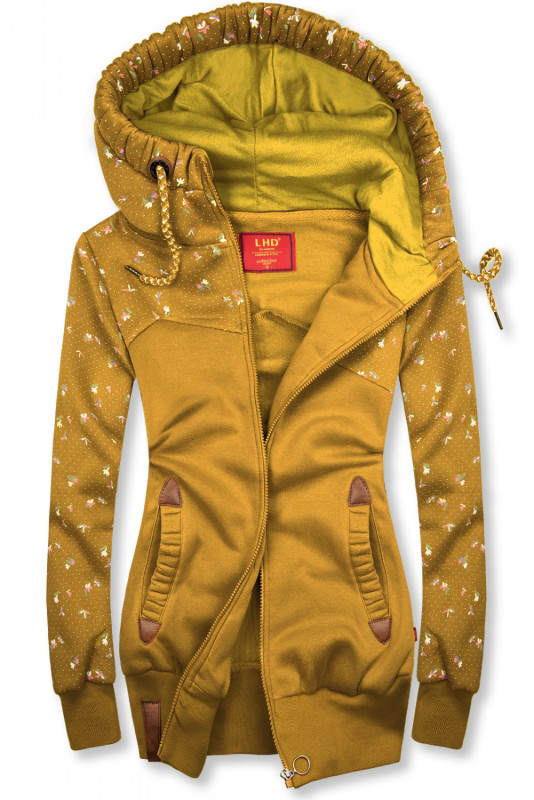Mustard mikina s květinovým vzorem