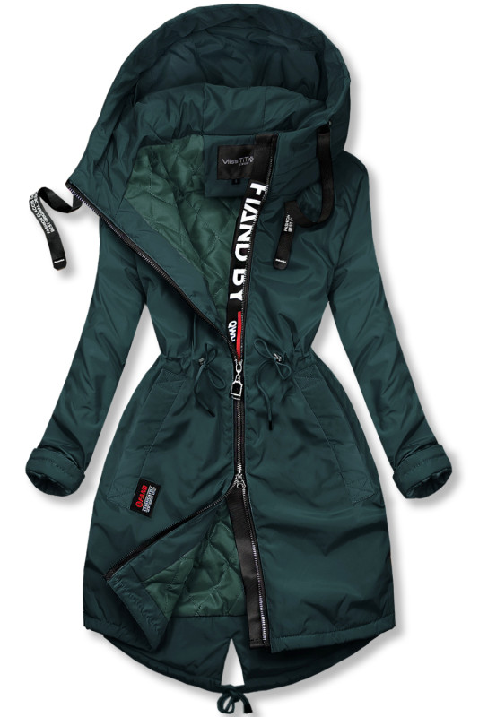 Smaragdově zelený prodloužený plášť/parka
