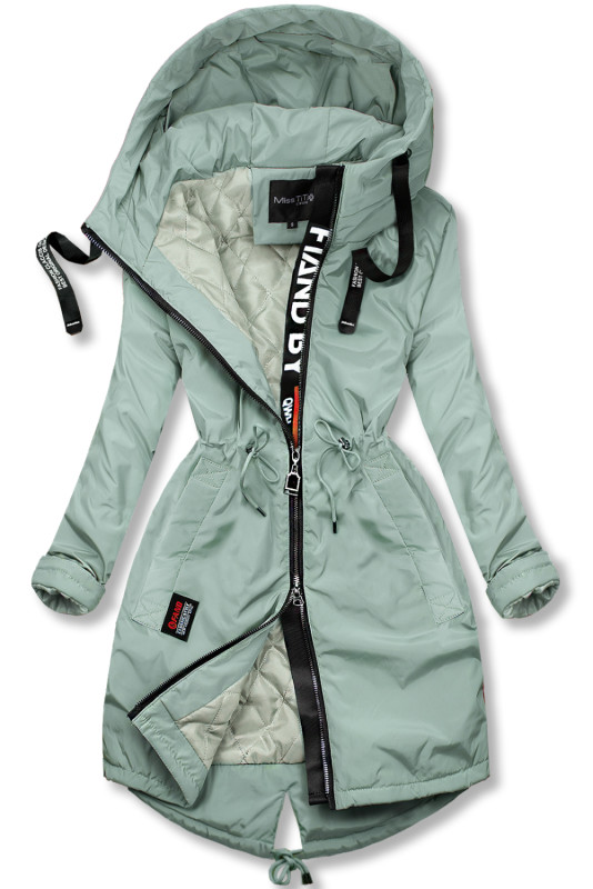 Nefritově zelený prodloužený plášť/parka