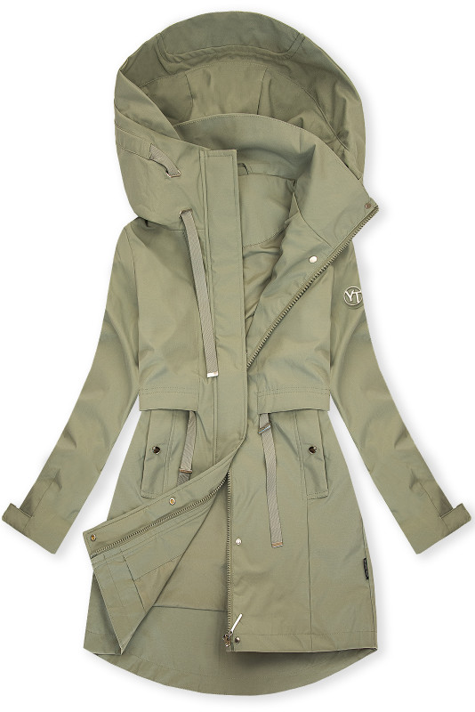 Khakijarní parka s velkou kapucí