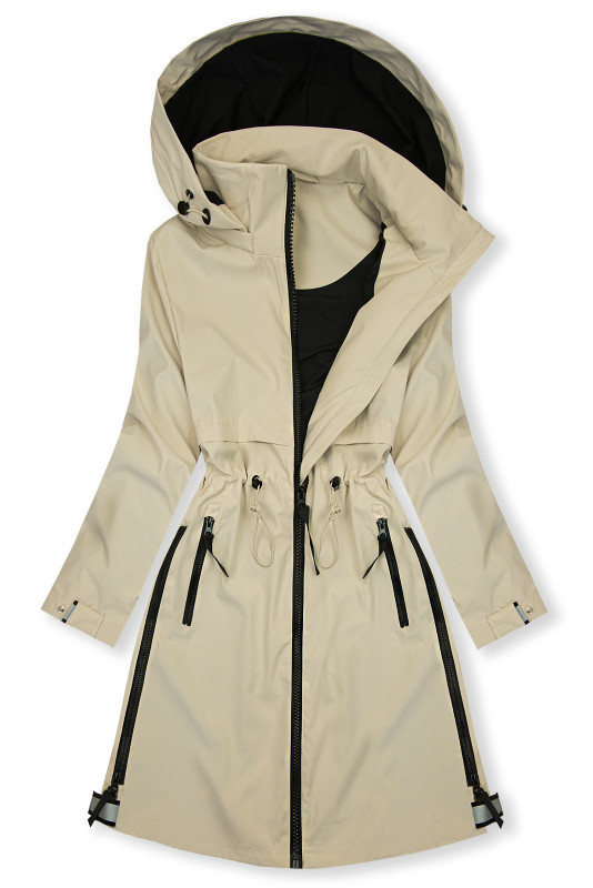 Béžová přechodná parka se stahováním v pase