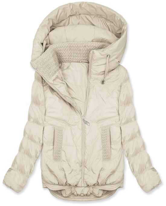 Přechodná bunda s kapucí krémová