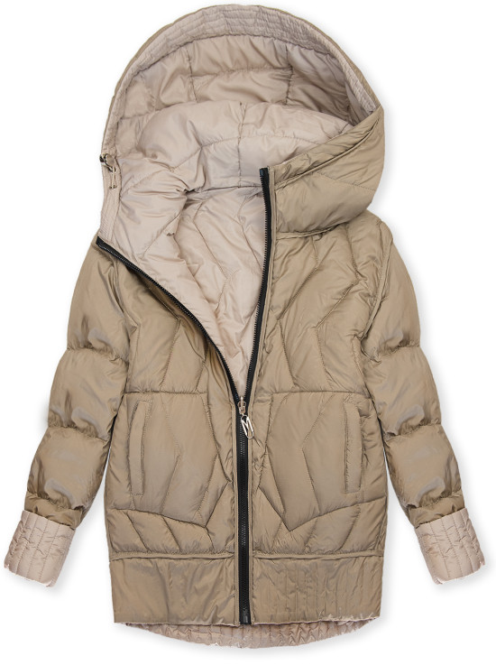 Oboustranná bunda s kapucí béžová