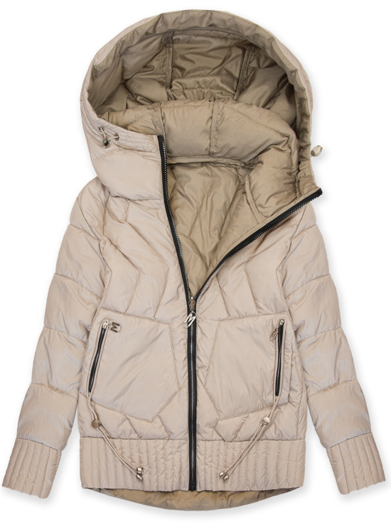 Oboustranná bunda s kapucí béžová