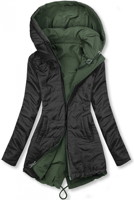 Lehká oboustranná přechodná parka khaki/černá