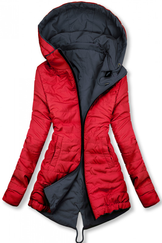 Lehká oboustranná přechodná parka tm.modrá/červená