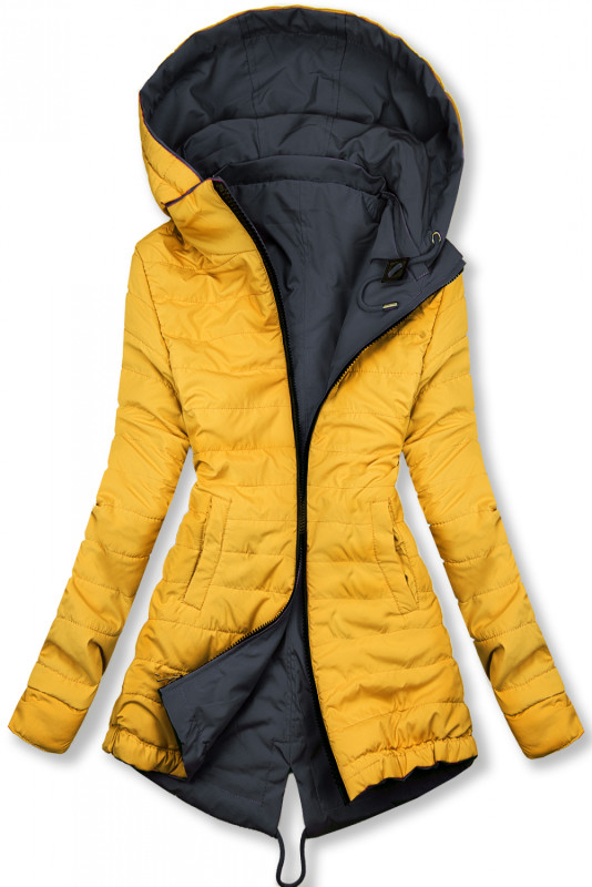 Lehká oboustranná přechodná parka tm.modrá/žlutá