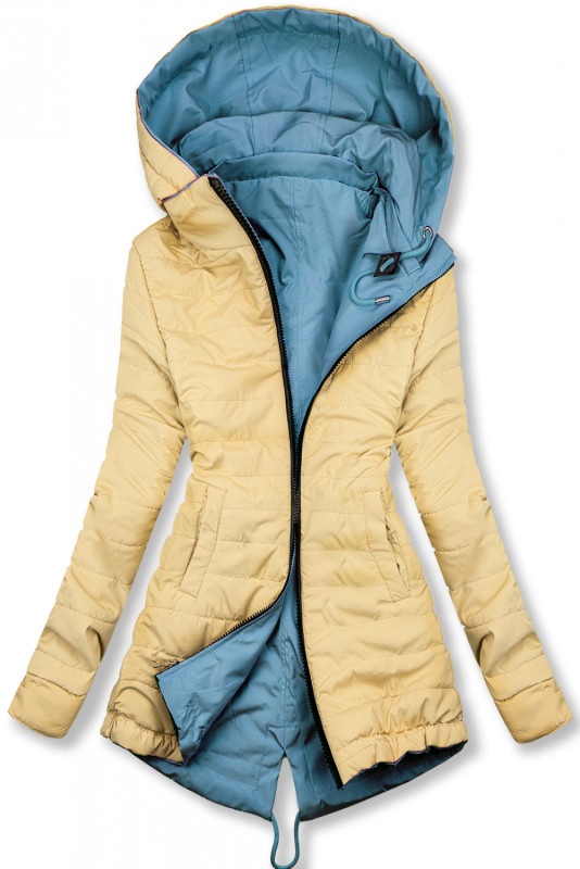 Lehká oboustranná přechodná parka jeans modrá/béžová