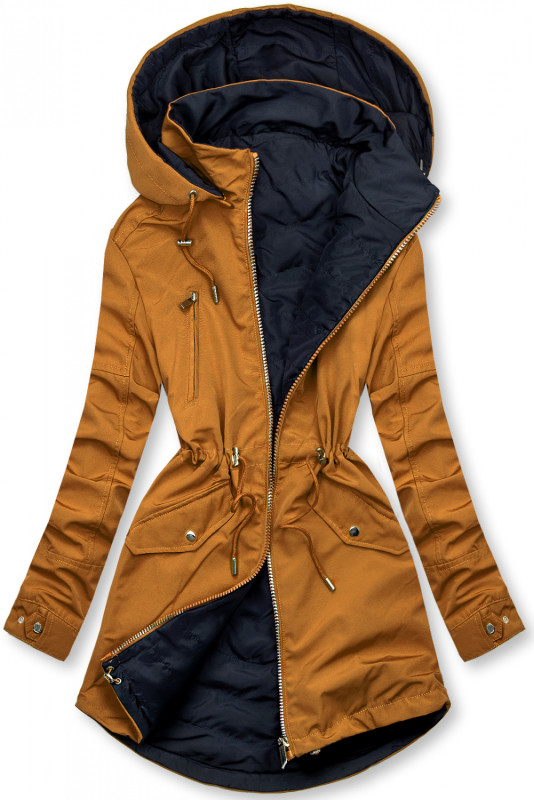 Parka s odepínatelnou kapucí hnědá/tmavě modrá