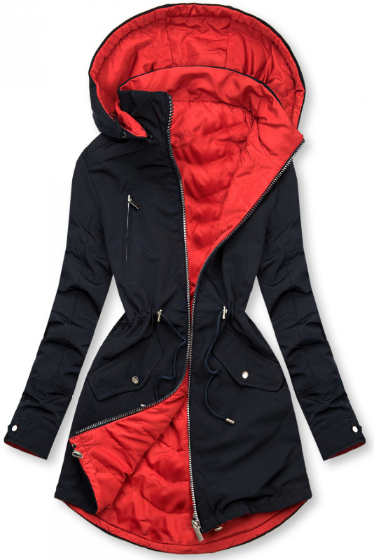 Parka s odepínatelnou kapucí modrá/červená