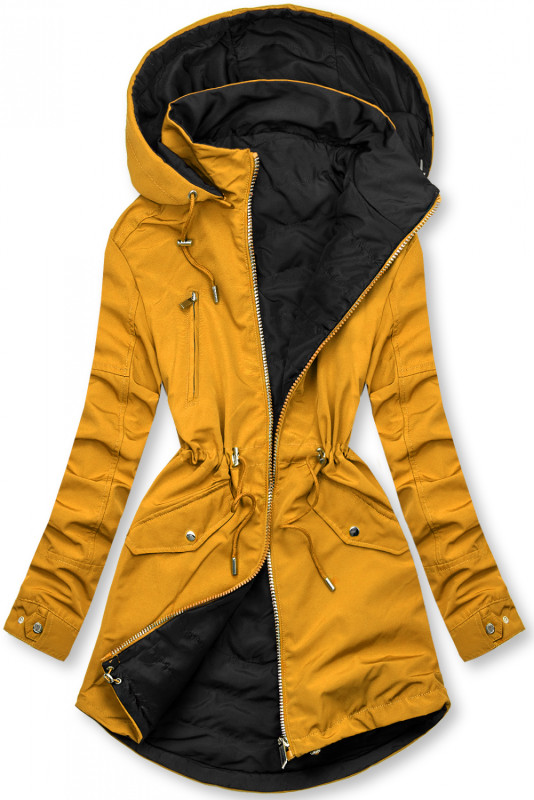Parka s odepínatelnou kapucí žlutá/černá