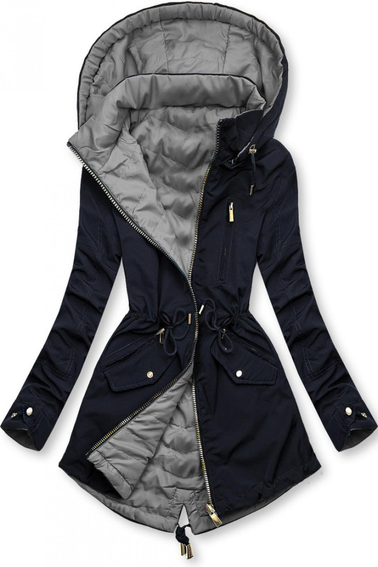 Tmavě modro-šedá oboustranná parka