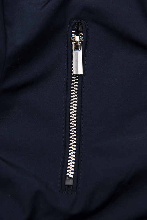 Modro/červená parka s kapucí