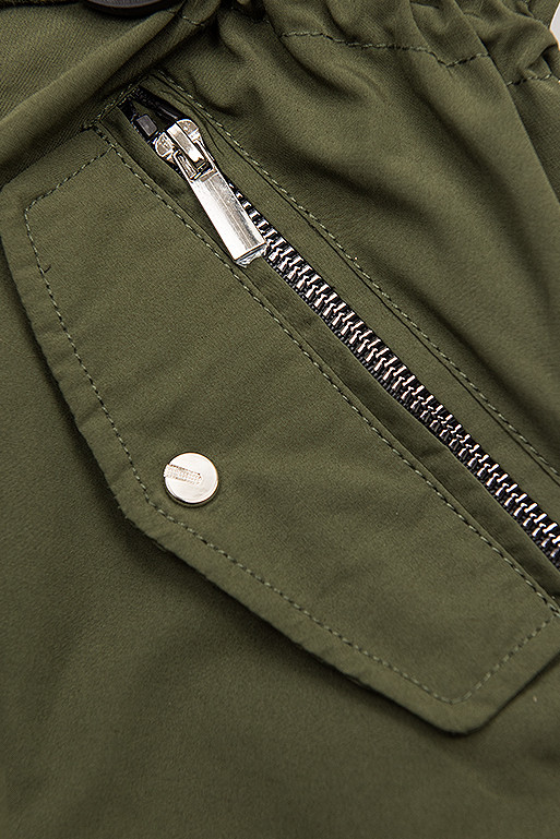 Khaki/černá parka s kapucí