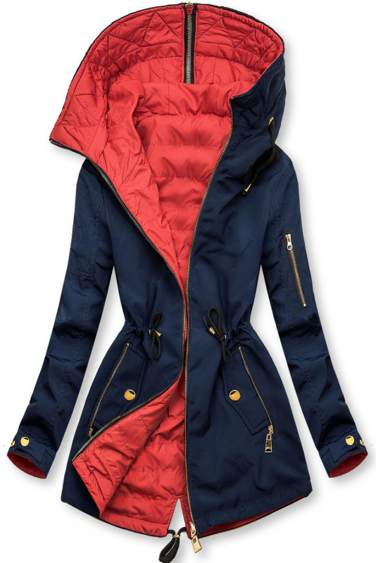 Modro-červená oboustranná parka