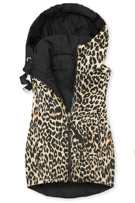 Oboustranná vesta s leopardím vzorem černá