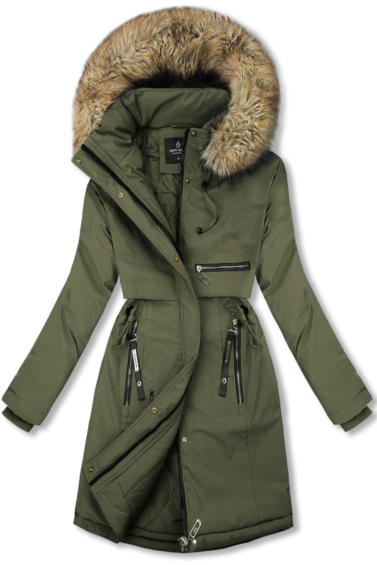 Zimní bunda/parka se stahováním v pase army zelená