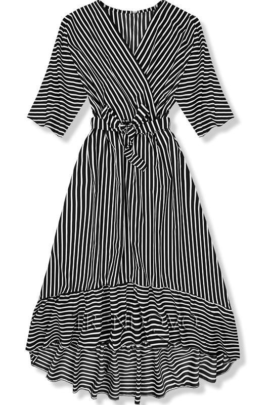 Černo-bílé pruhované maxi šaty I.
