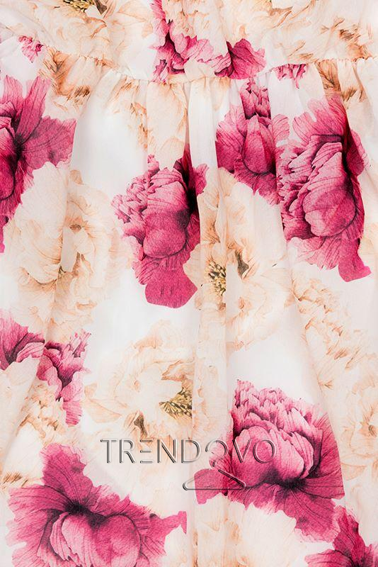 Béžovo-růžové šaty s motivem růží
