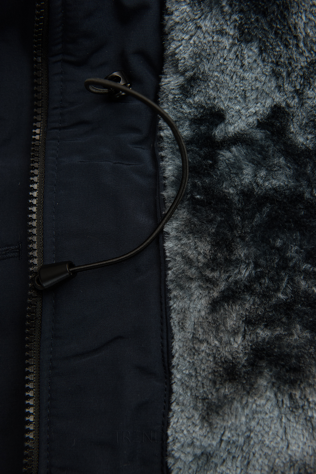 Tmavě modrá zimní bunda s vysokým límcem