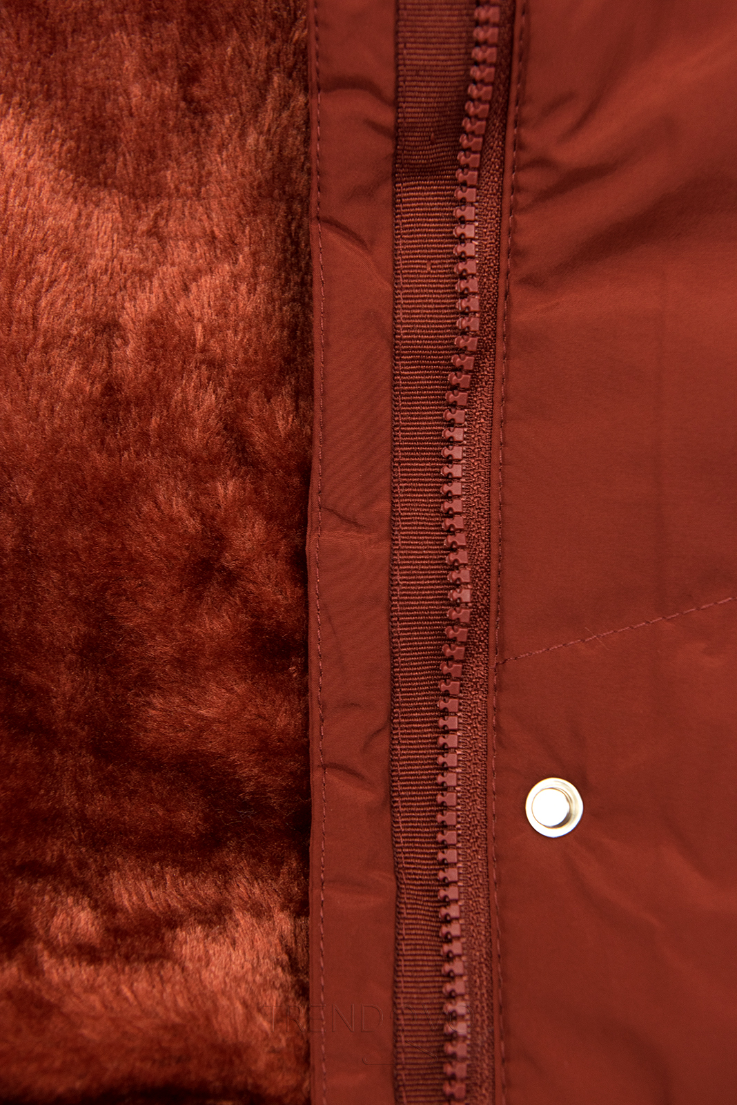 Hnědočervená zimní bunda s plyšovou podšívkou