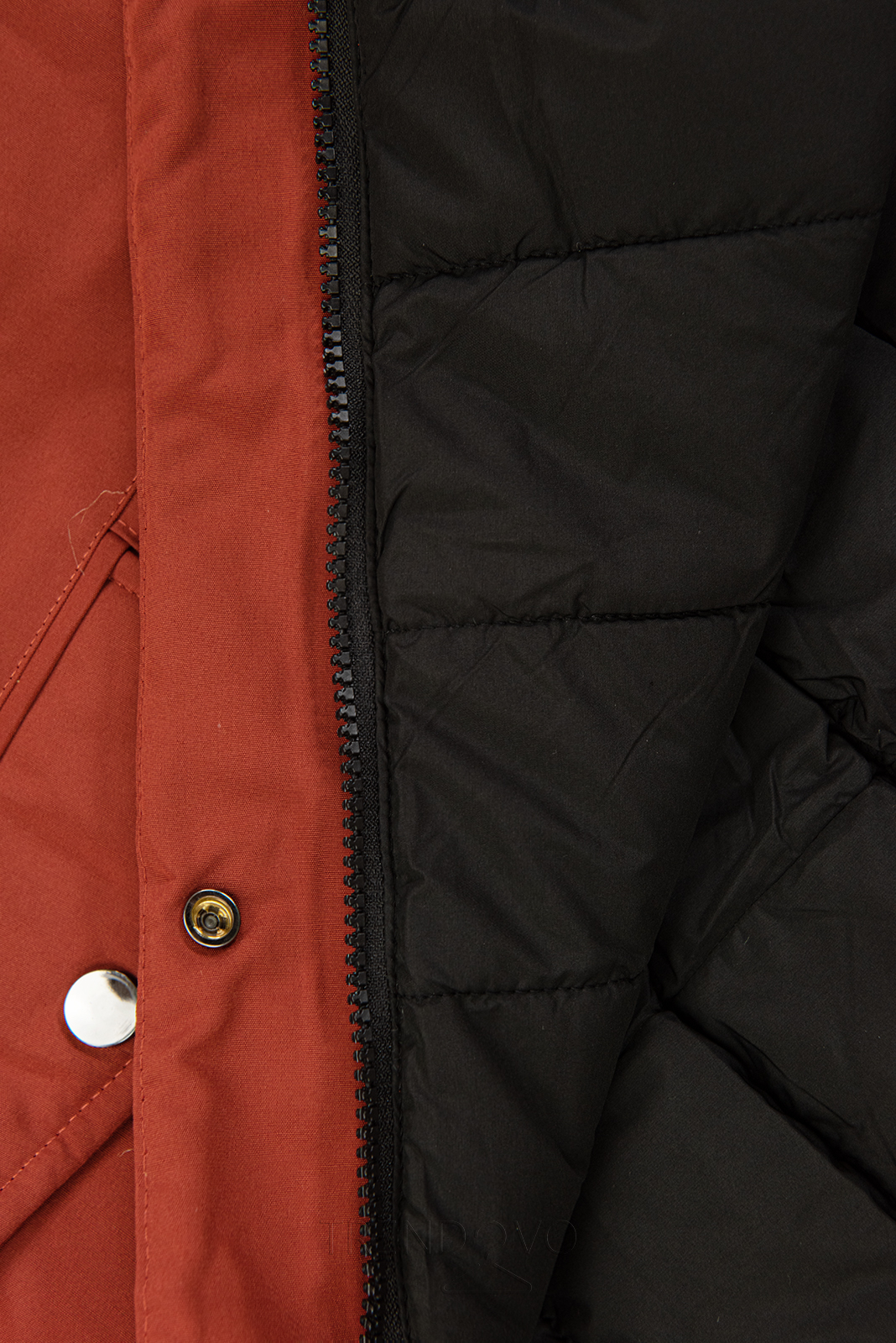 Oboustranná zimní bunda s kožešinou rezavě červená/černá