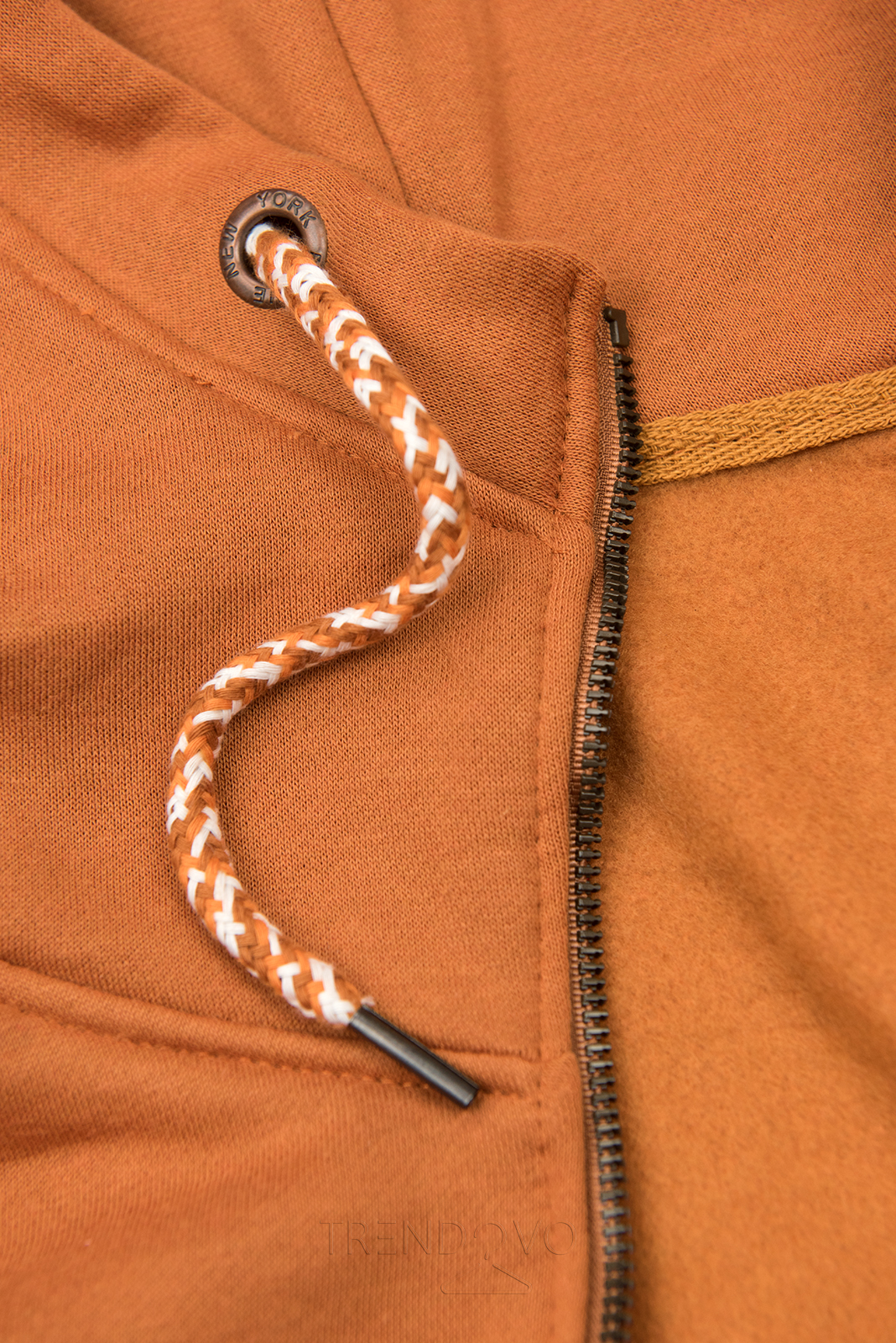 Cihlově oranžová prodloužená mikina na zip
