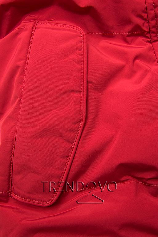 Červená zimní bunda s plyšovou podšívkou