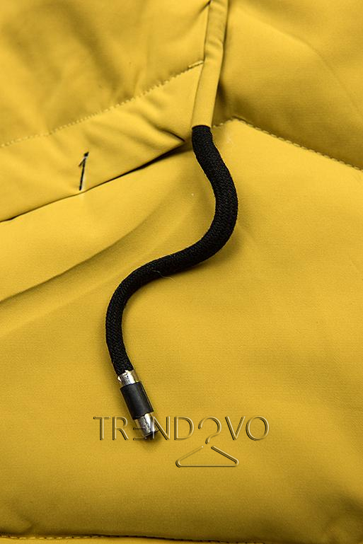 Žlutá zimní bunda s černými detaily