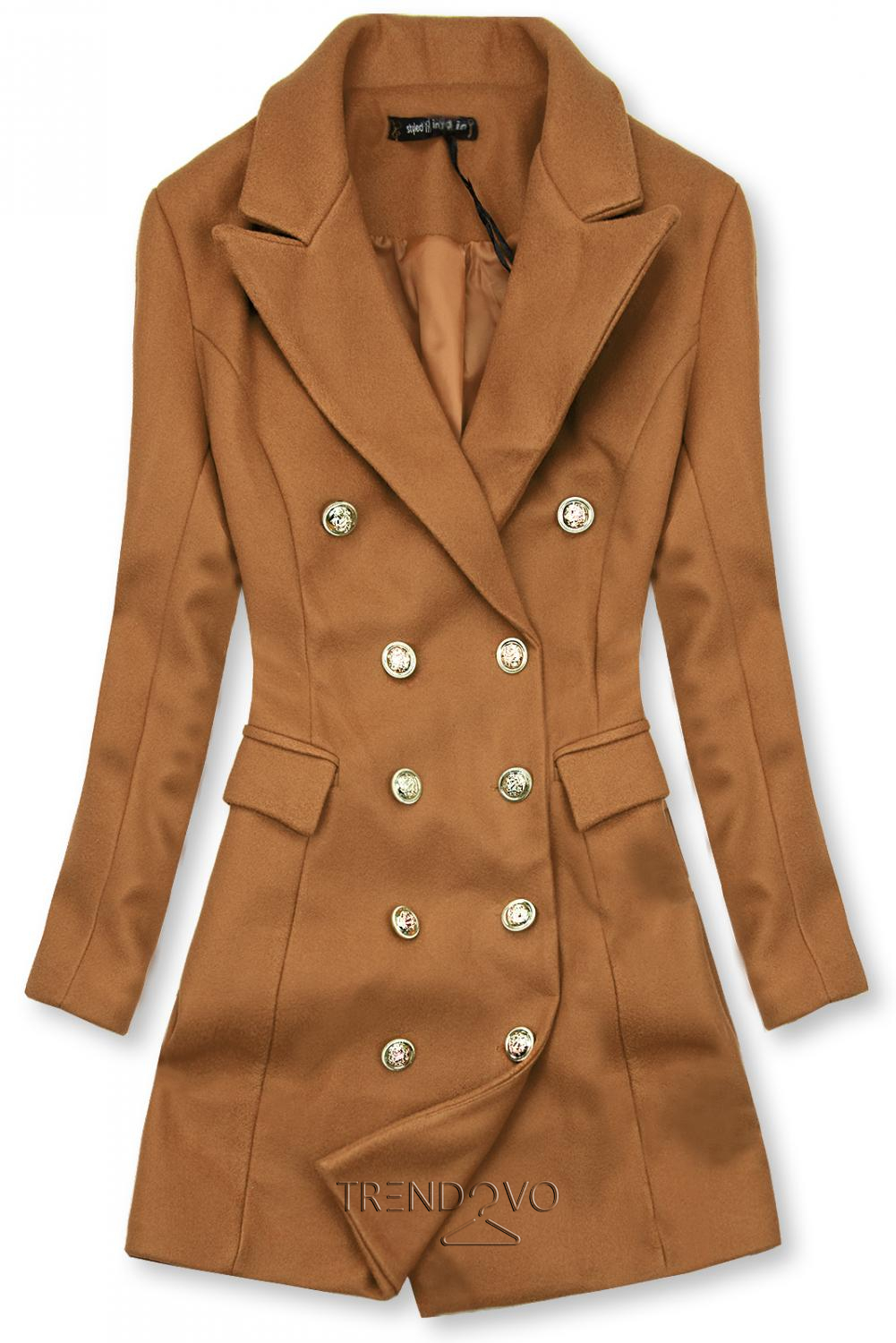 Elegantní podzimní kabát hnědý