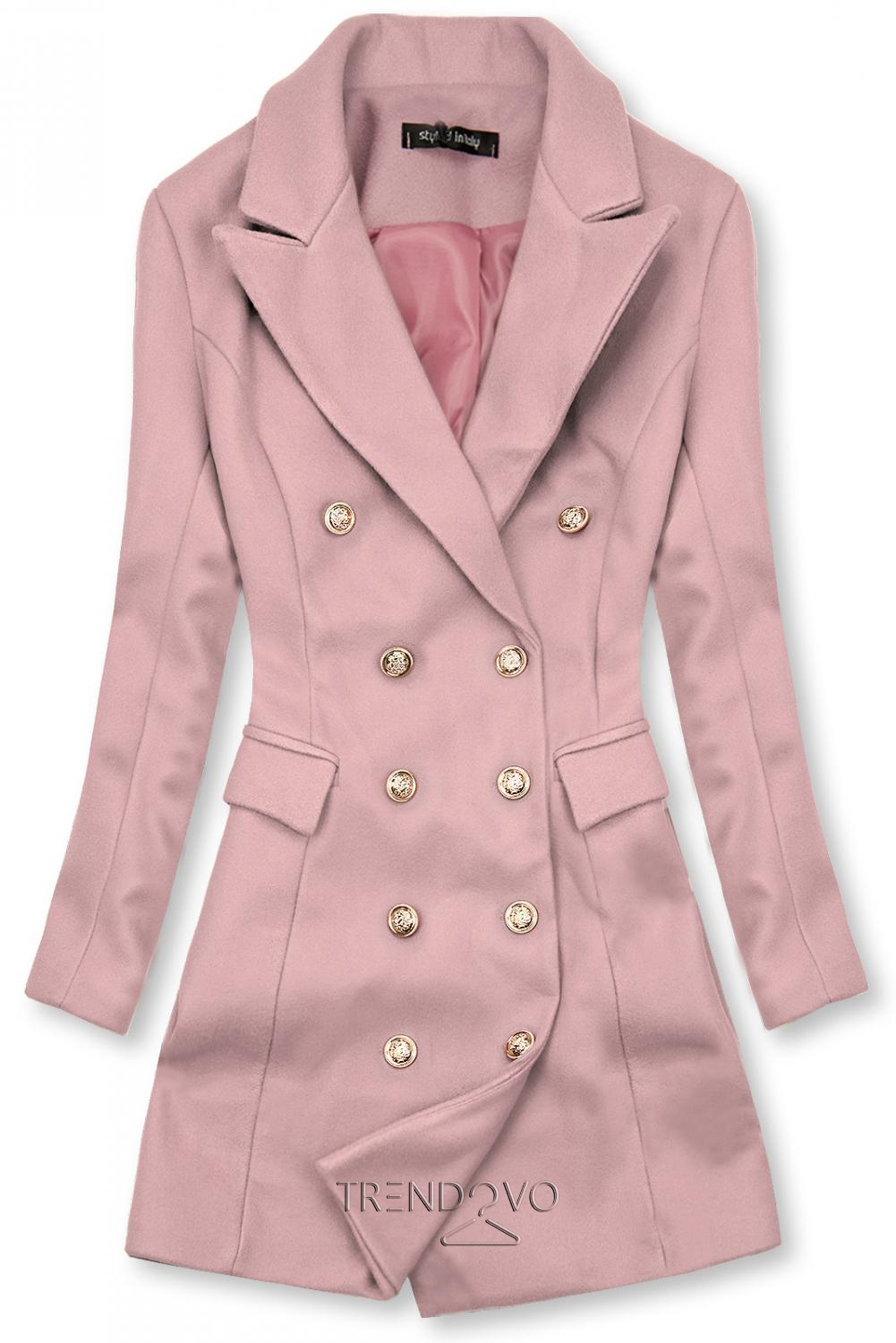 Elegantní podzimní kabát růžový