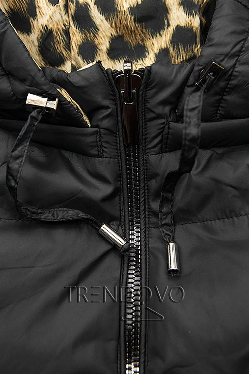Oboustranná bunda černá/leopardí vzor