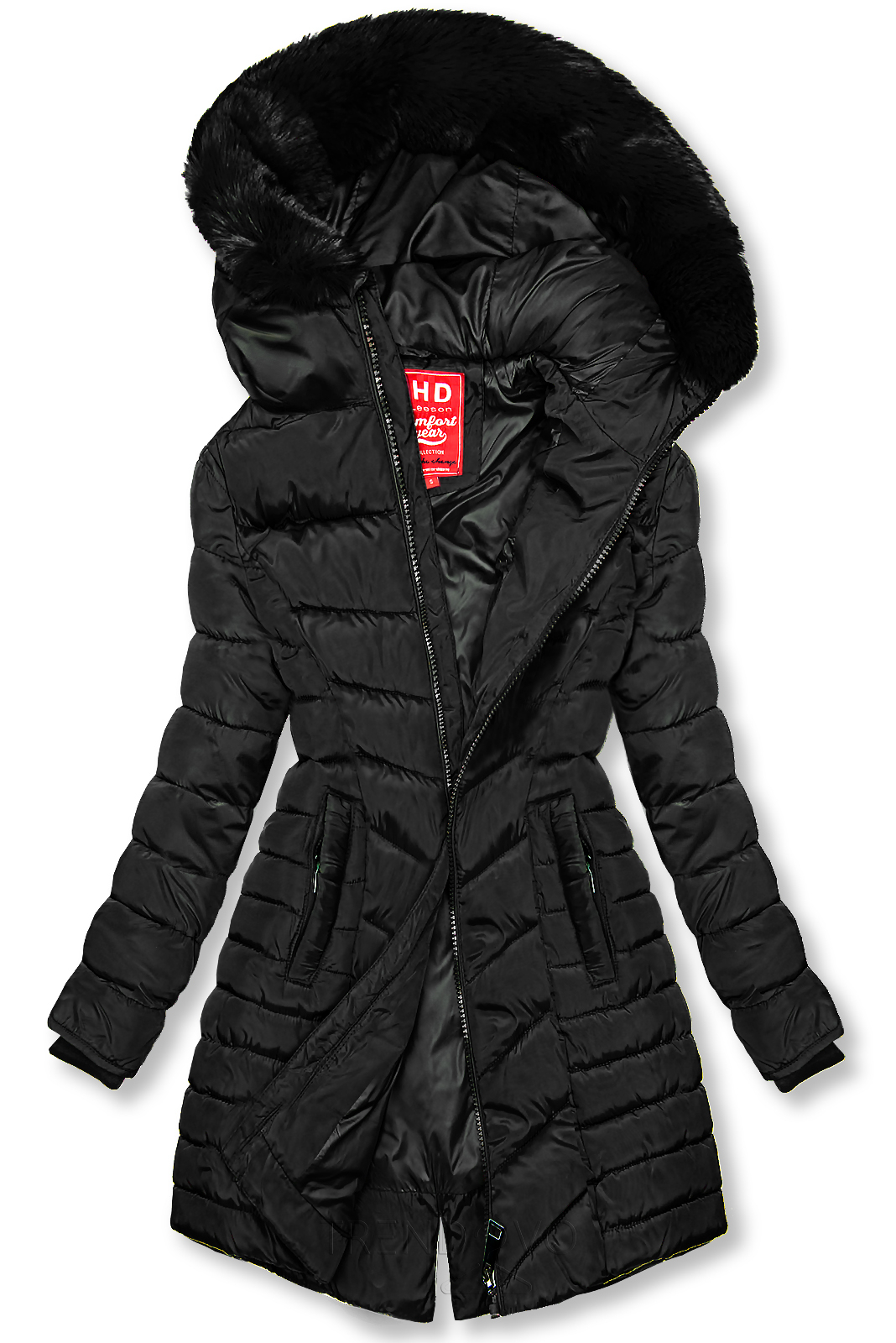 Černá prošívaná bunda na podzim/zimu