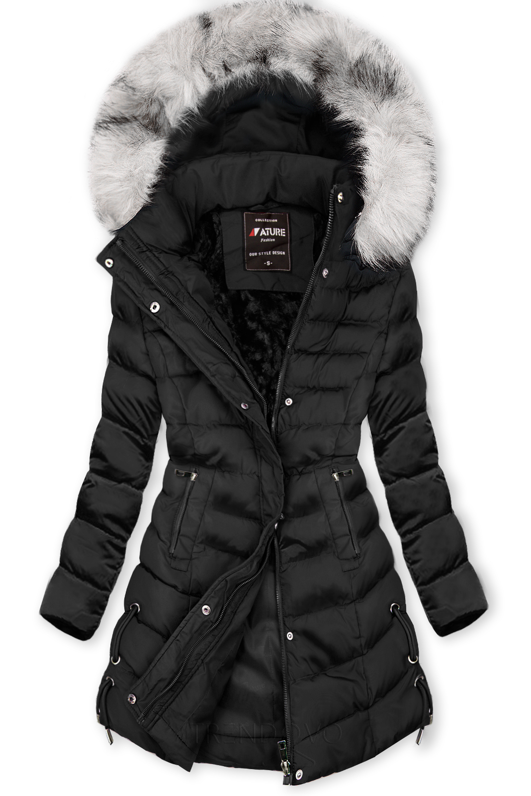 Černá zimní bunda s odepínatelnou kapucí