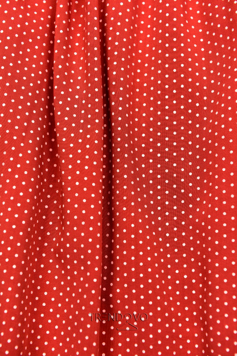 Červené retro puntíkované šaty s mašlí