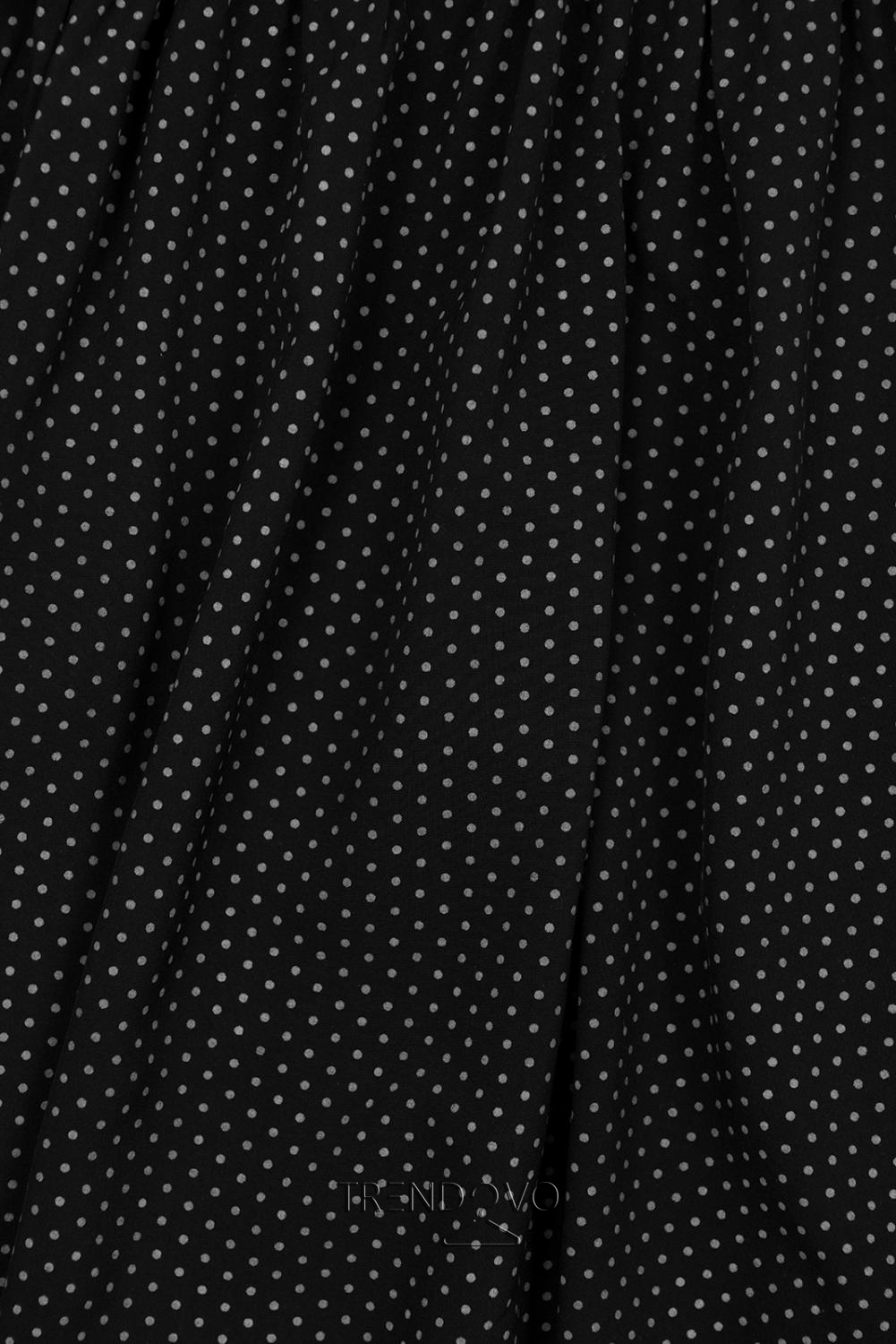 Černé retro puntíkované šaty s mašlí
