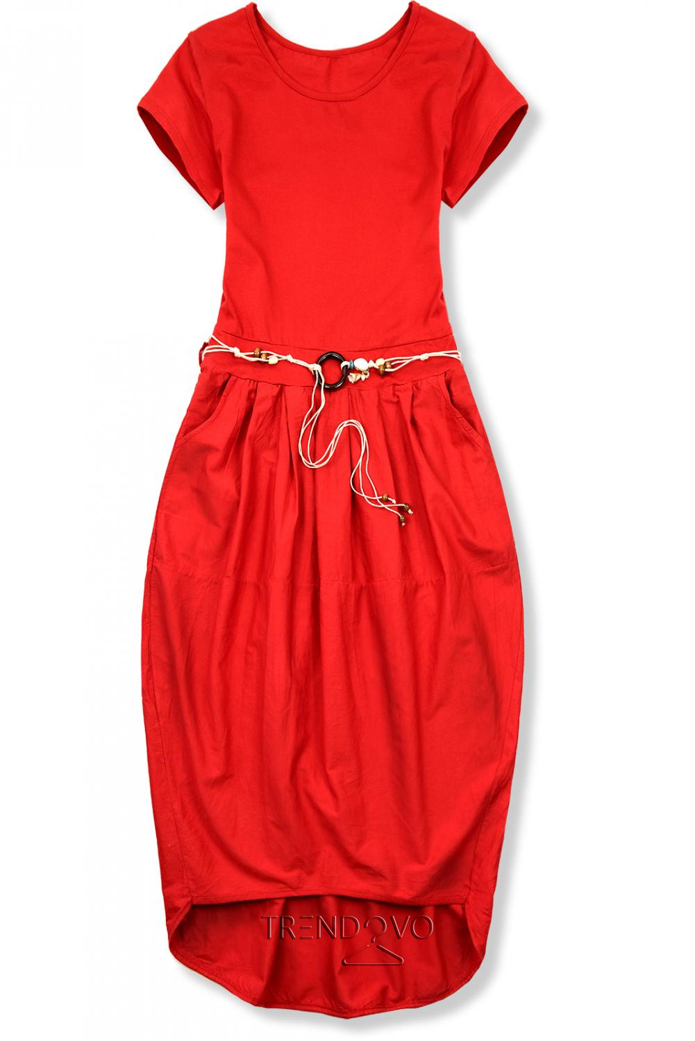 Červené midi šaty v basic stylu