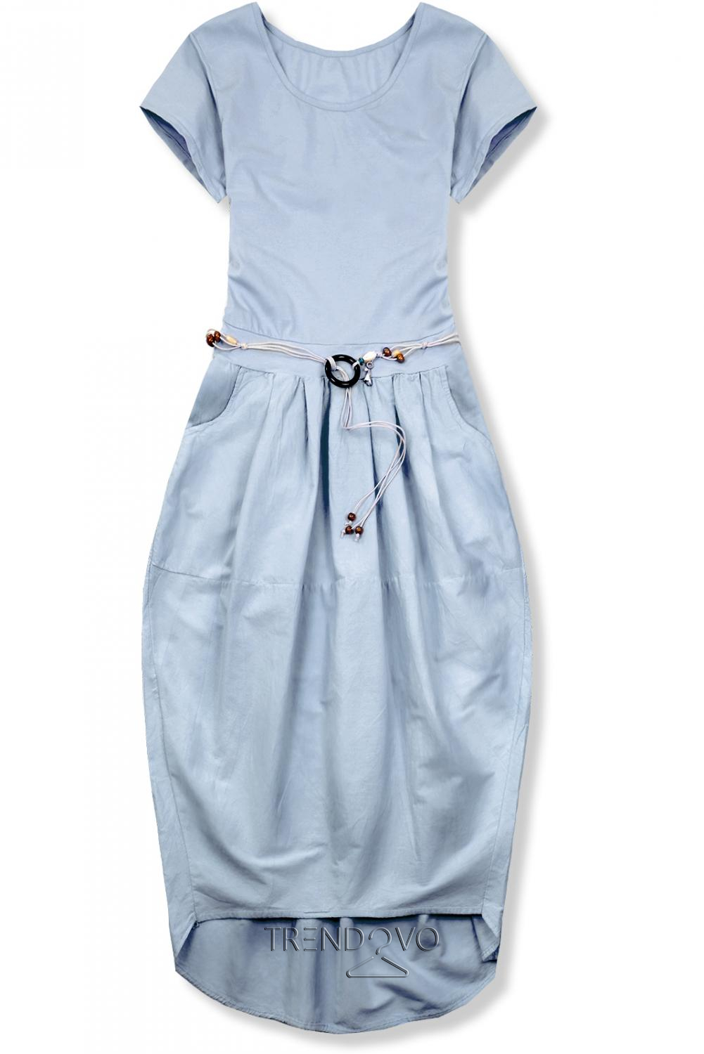 Pastelově modré midi šaty v basic stylu