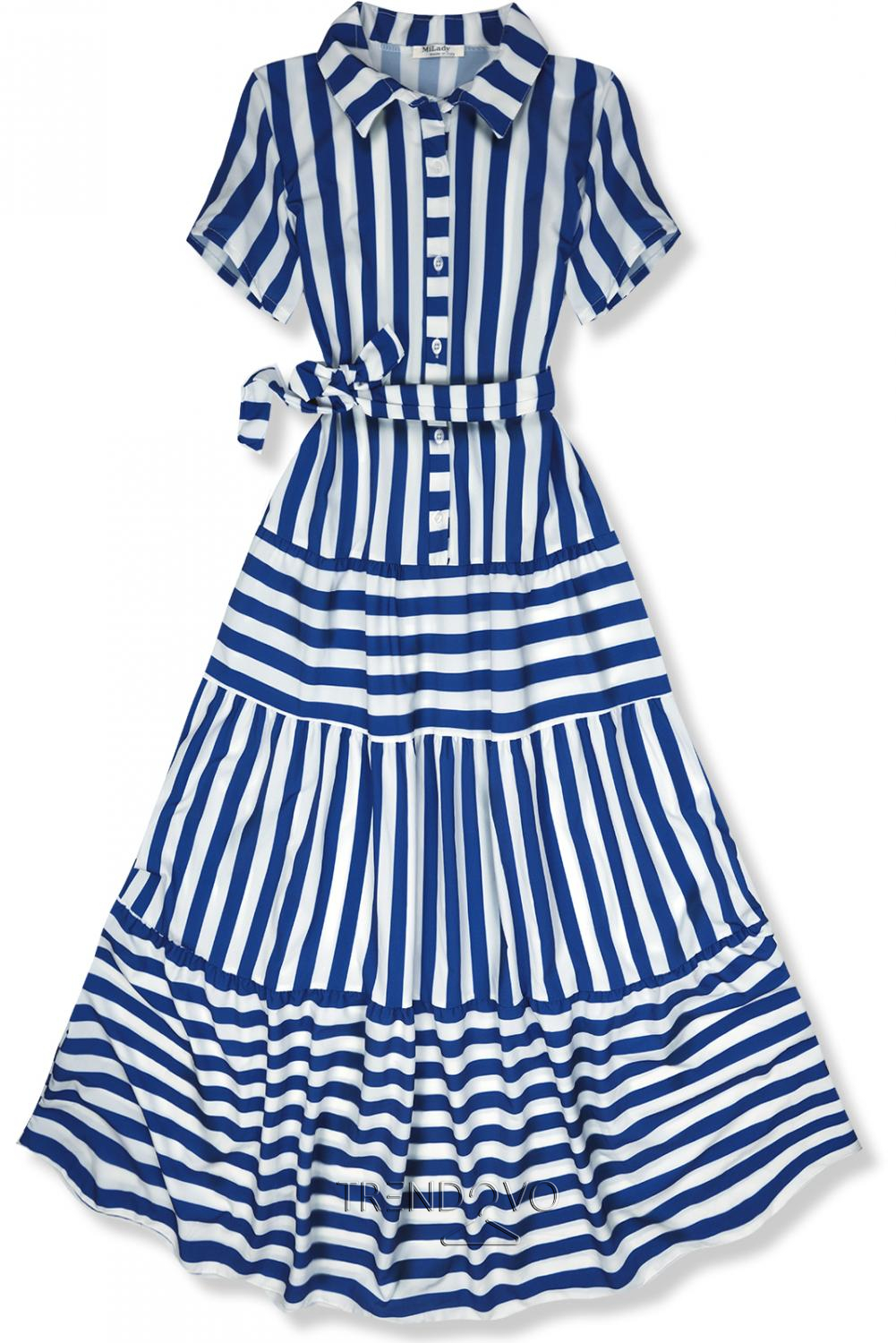 Modro-bílé pruhované maxi šaty