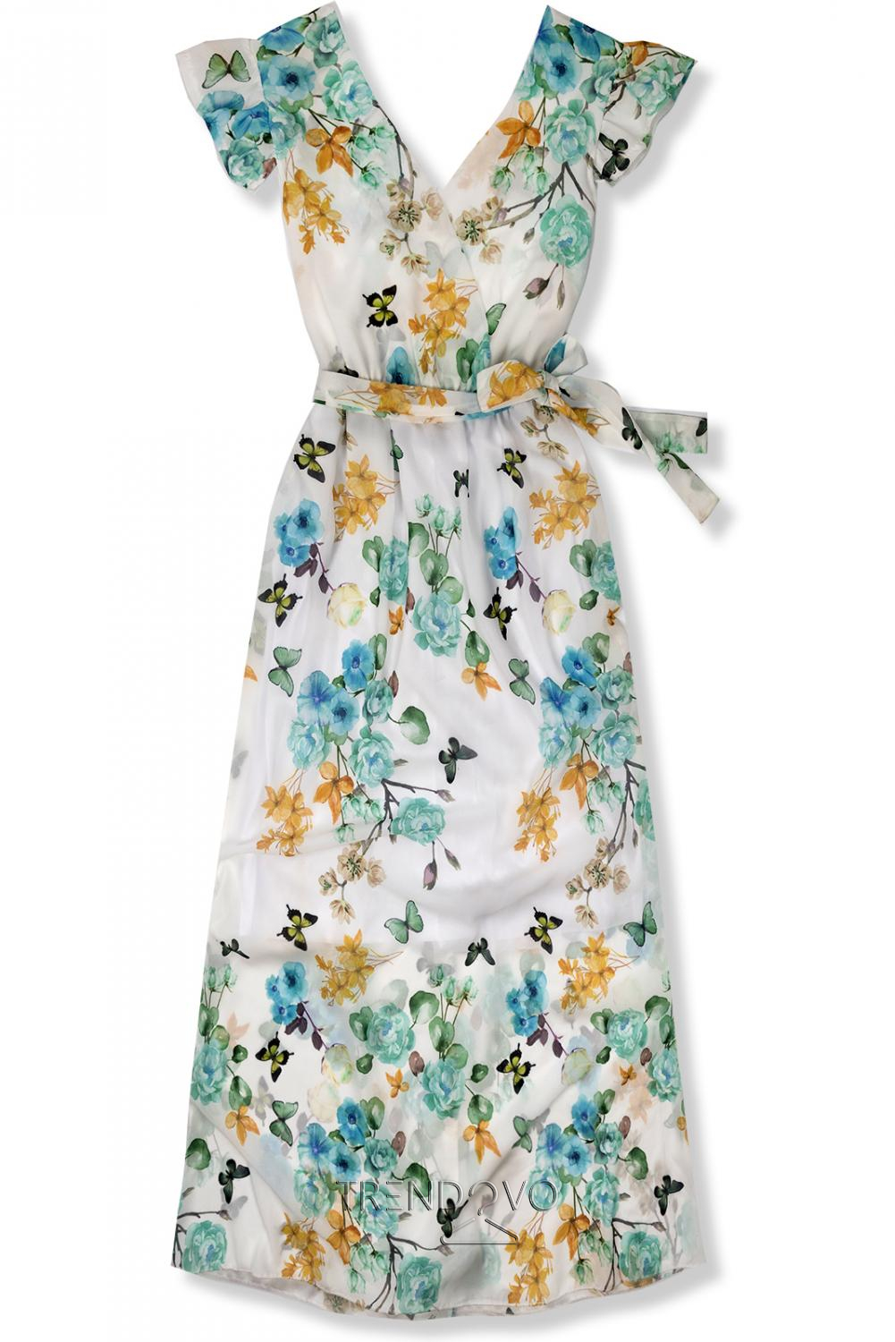 Maxi šaty s motivem květin a motýlů