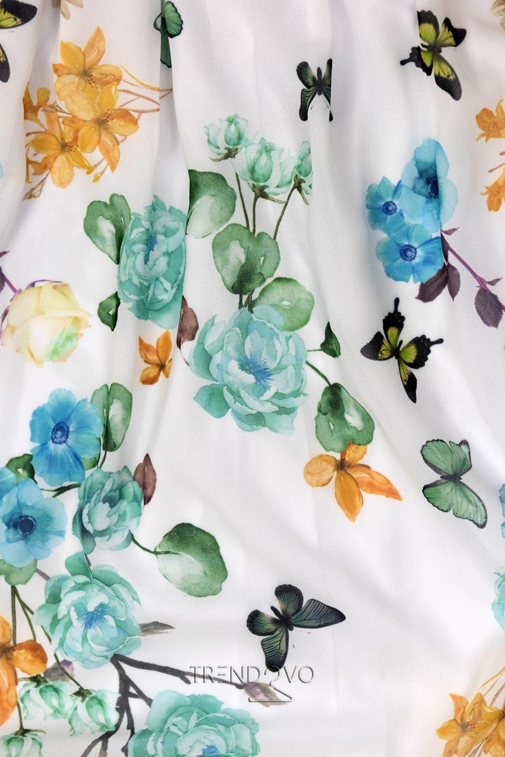 Maxi šaty s motivem květin a motýlů