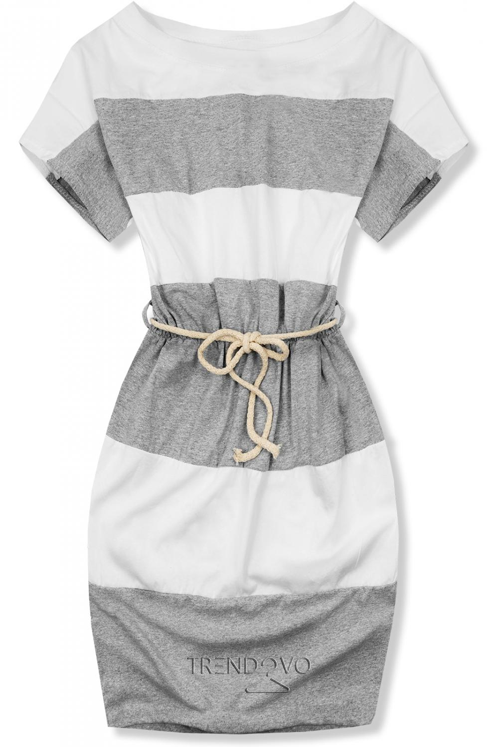 Pruhované šedo-bílé šaty