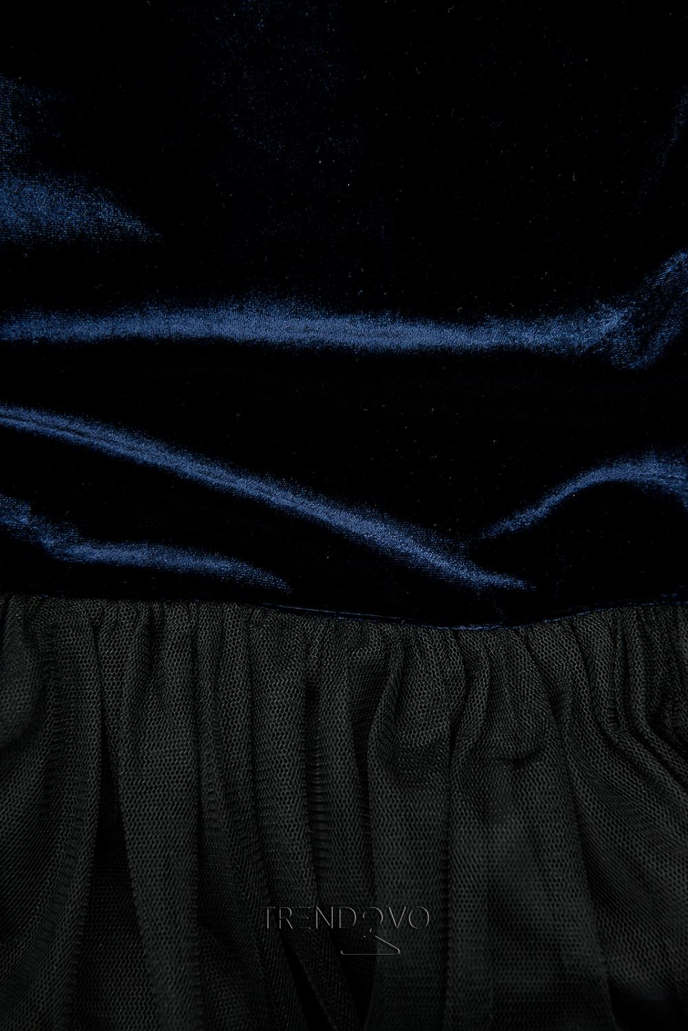 Tmavě modré šaty s tylovou sukní