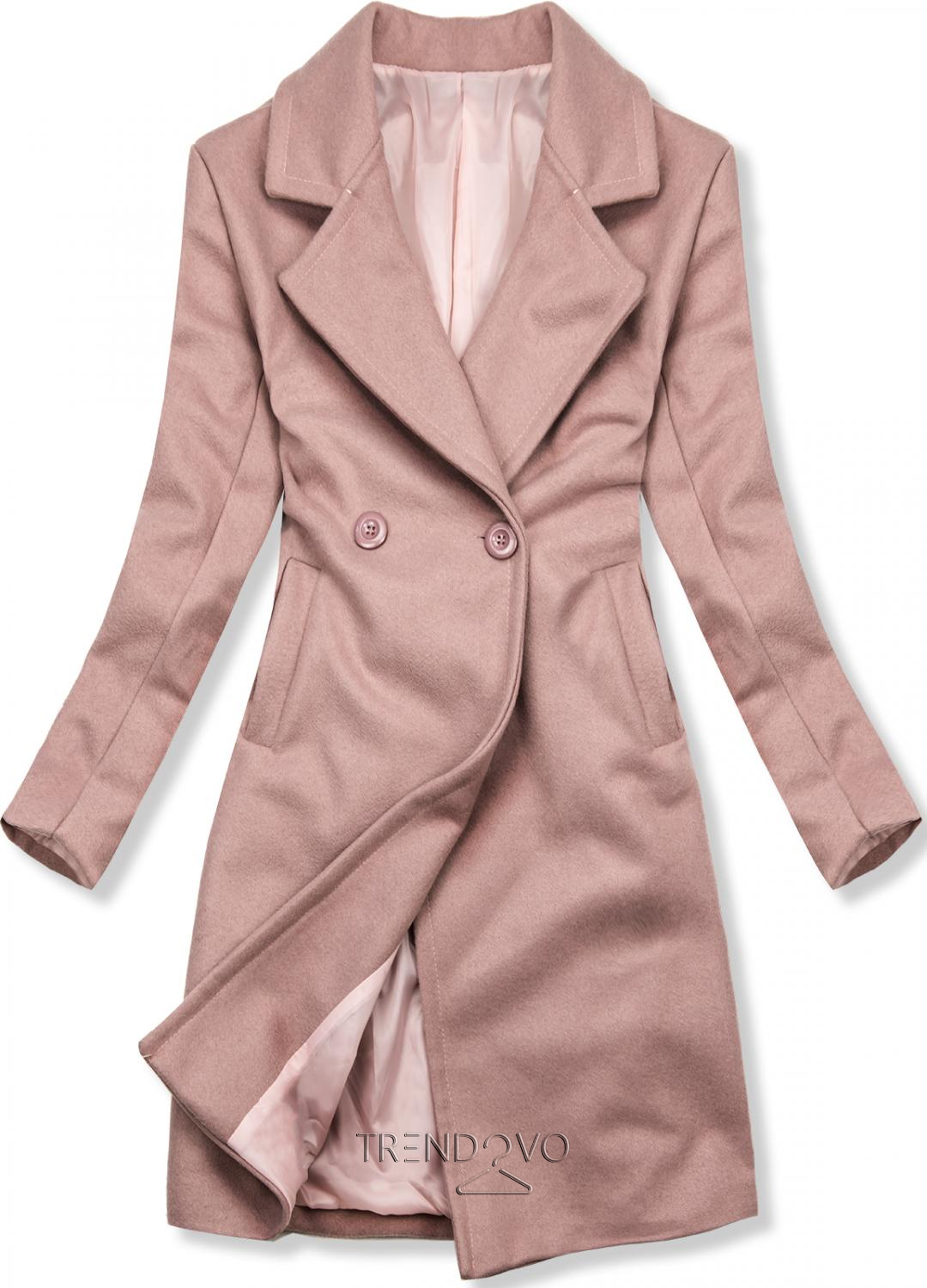 Růžový podzimní kabát