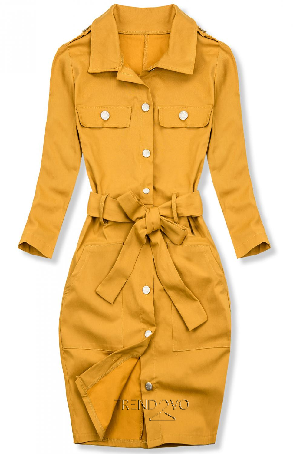 Žluté pouzdrové basic šaty