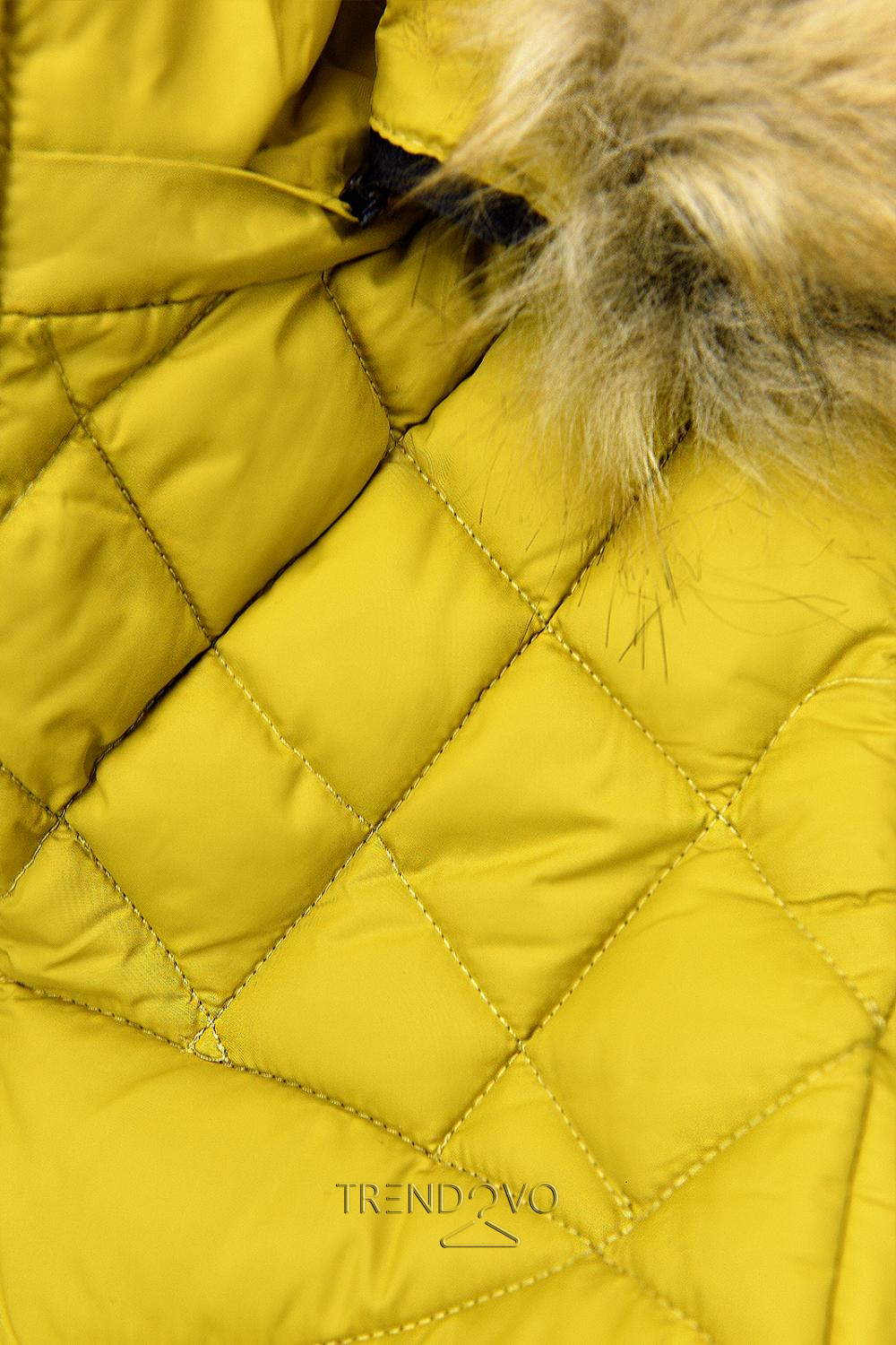 Žlutá zimní bunda s prošíváním